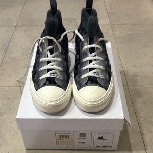 Dior Black and White Sneakers Mizza furry knit walk’n’dior